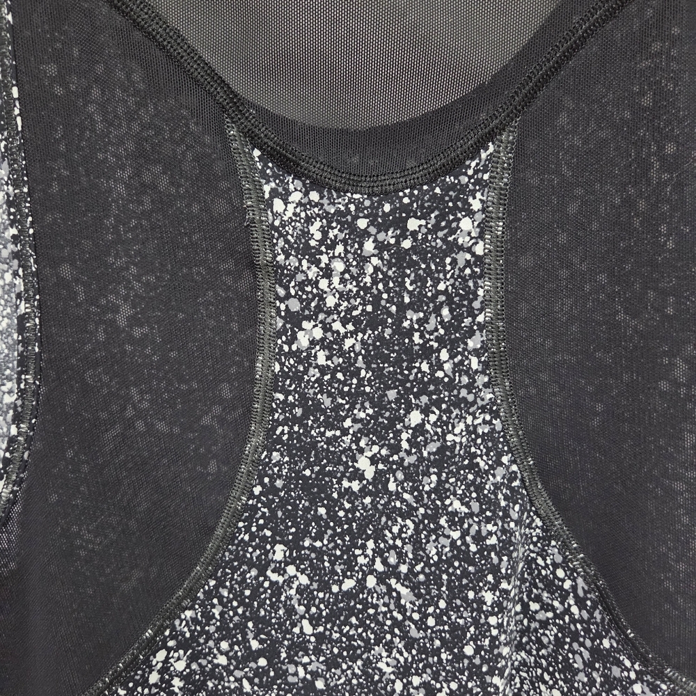 Lululemon Sculpt Tank Top Splatter White Black Mesh Athletic Workout Size 4 - Picture 9 of 14